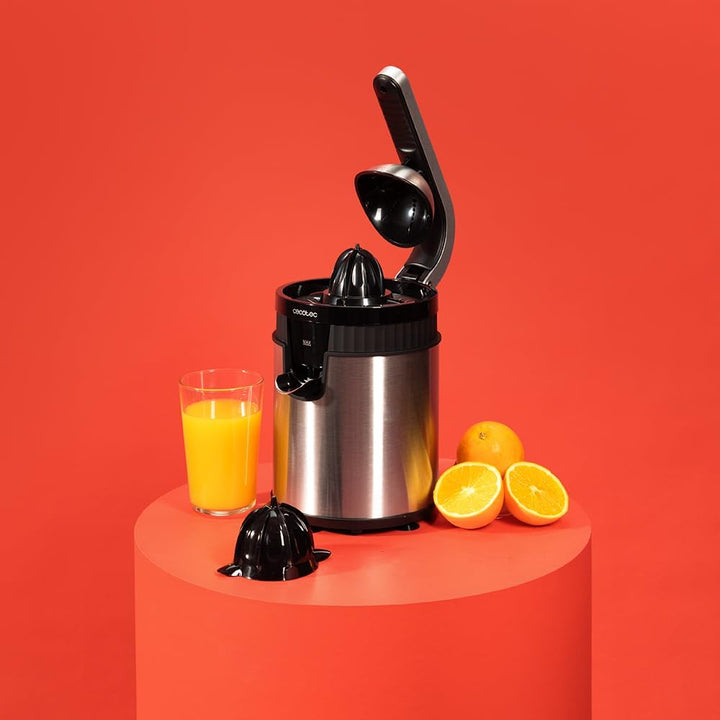 Cecotec Elektrische Zitruspresse mit Arm für Orangen und Zitrusfrüchte Xqueeze RetroJuice 600 Steel.