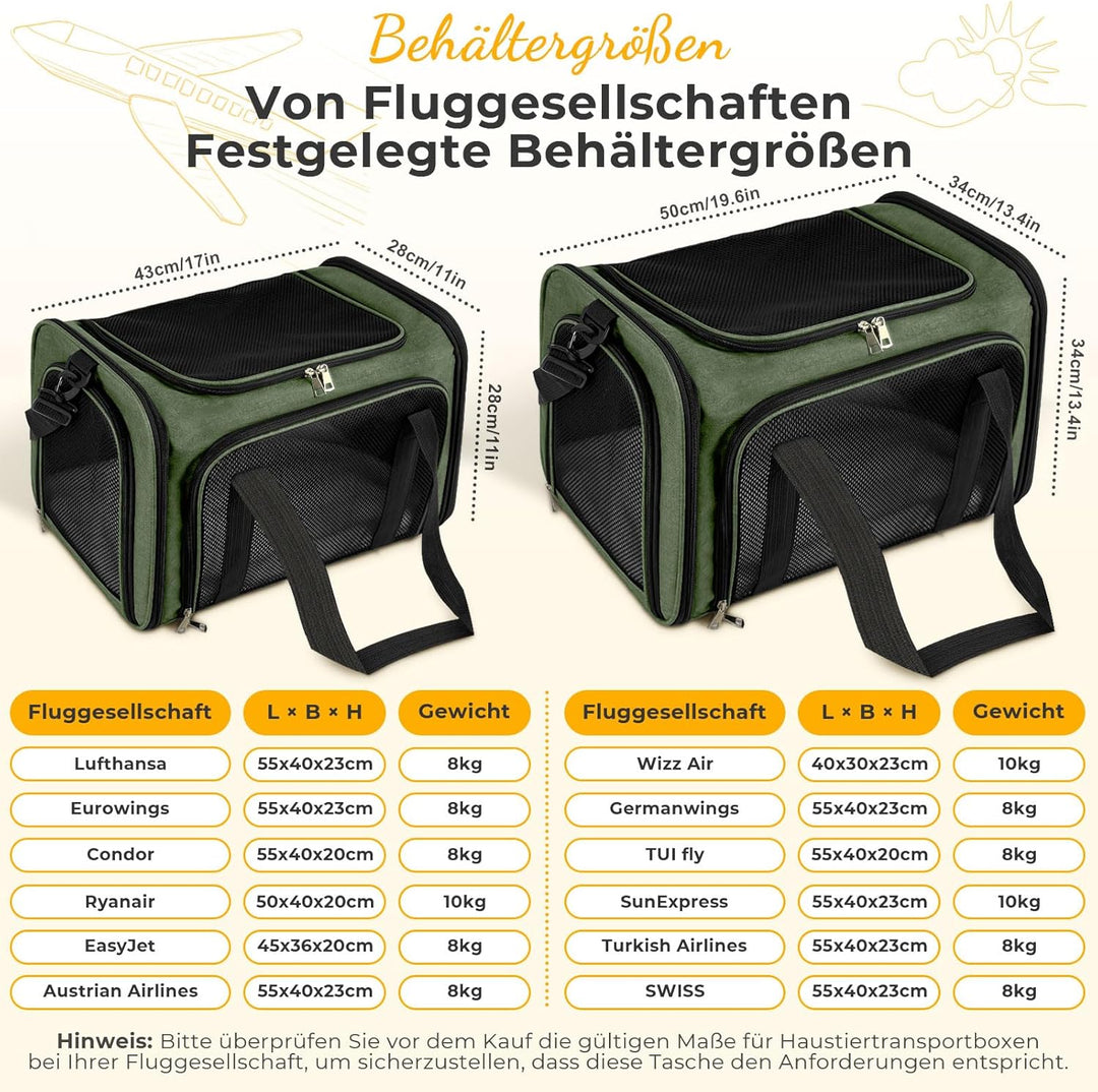 Transporttasche für Katze Hund, Hundetransportbox, Faltbare Katzentransportbox, tragbar, 5kg Katzen