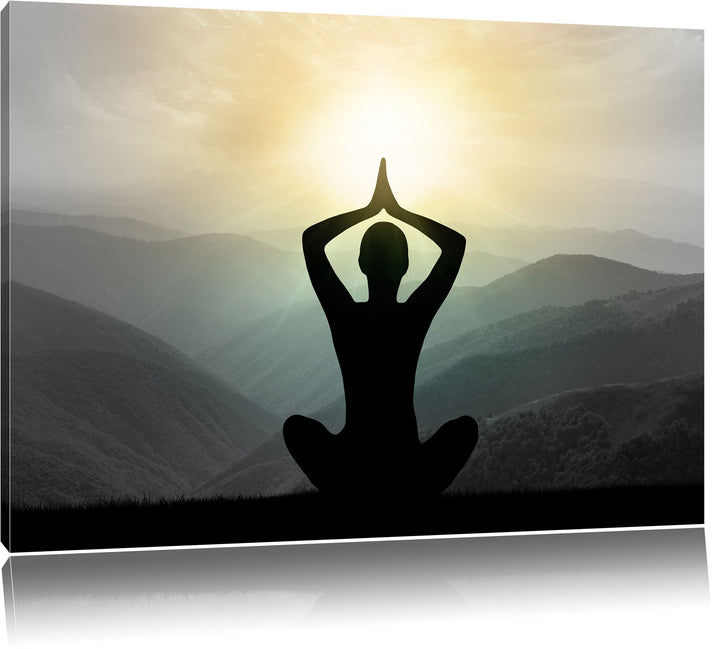 Pixxprint Yoga und Meditation als Leinwandbild/Grösse: 100x70 cm/Wandbild/Kunstdruck/fertig bespannt