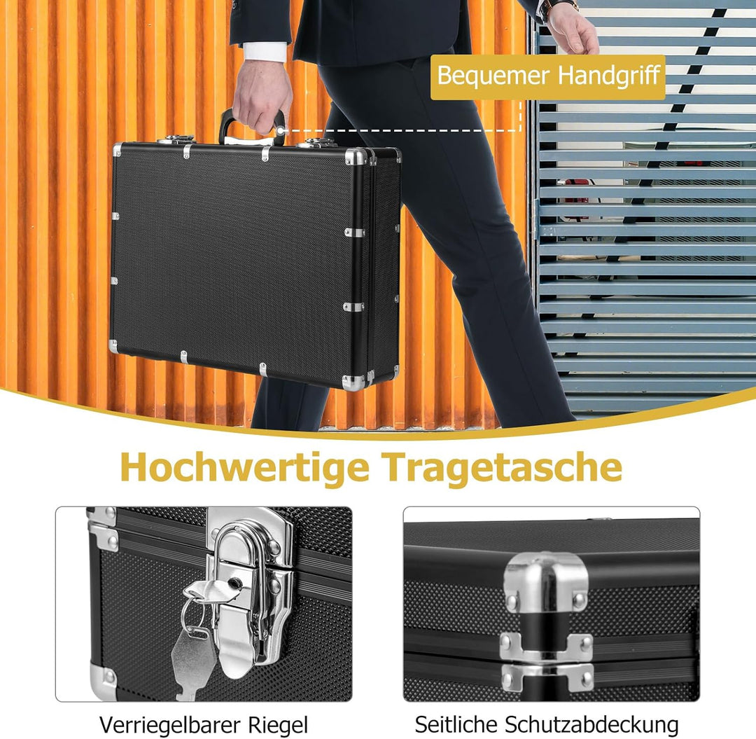 DREAMADE Pokerkoffer mit 600 Laser Poker Chips/ 6 Pokerkarten Set/Kartenmischer/Kartengeber/Spielmat