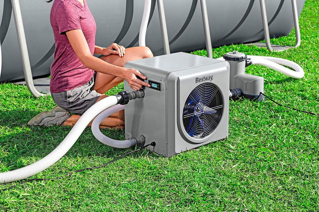 Bestway Flowclear Poolheizung Air Energy, 4.400 W, 43 x 47,5 x 47 cm, Grau Poolheizung 4400W Single,