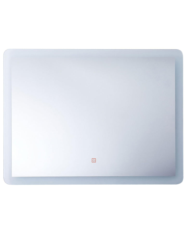 Beliani Badspiegel Silber LED-Beleuchtung rechteckig 80x60 cm Antibeschlagsystem Corroy