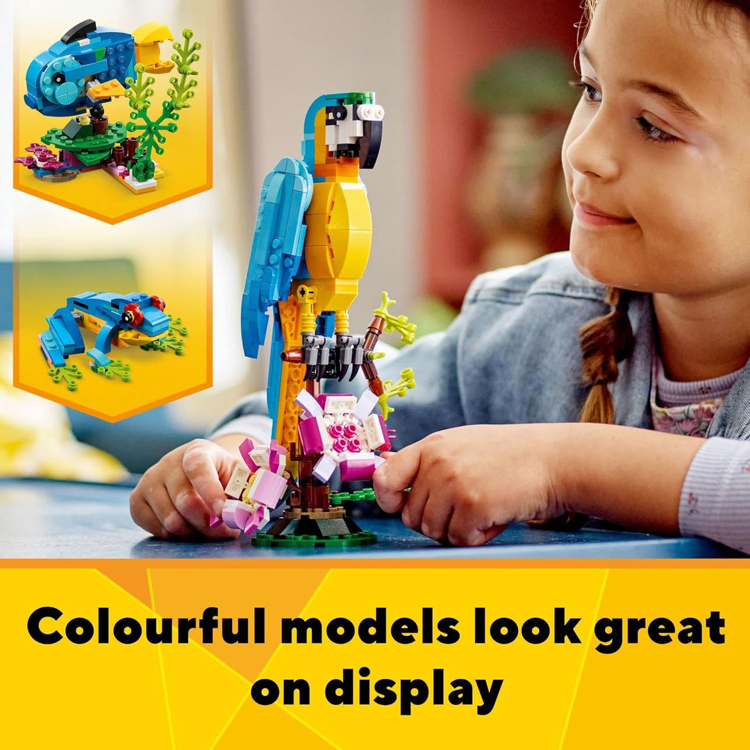 LEGO Creator 3 in 1 Exotic Parrot to Frog to Fish 31136 Animal Figures Building Toy Kreativspielzeug