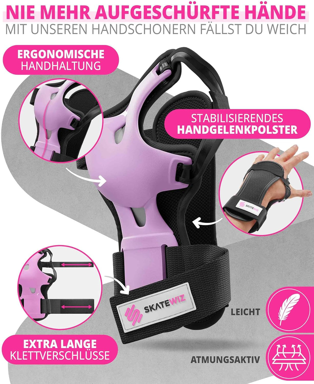 SKATEWIZ Skate Protektoren Set - Für Kinder, Jugendliche und Erwachsene von Deutschem Hersteller [6e