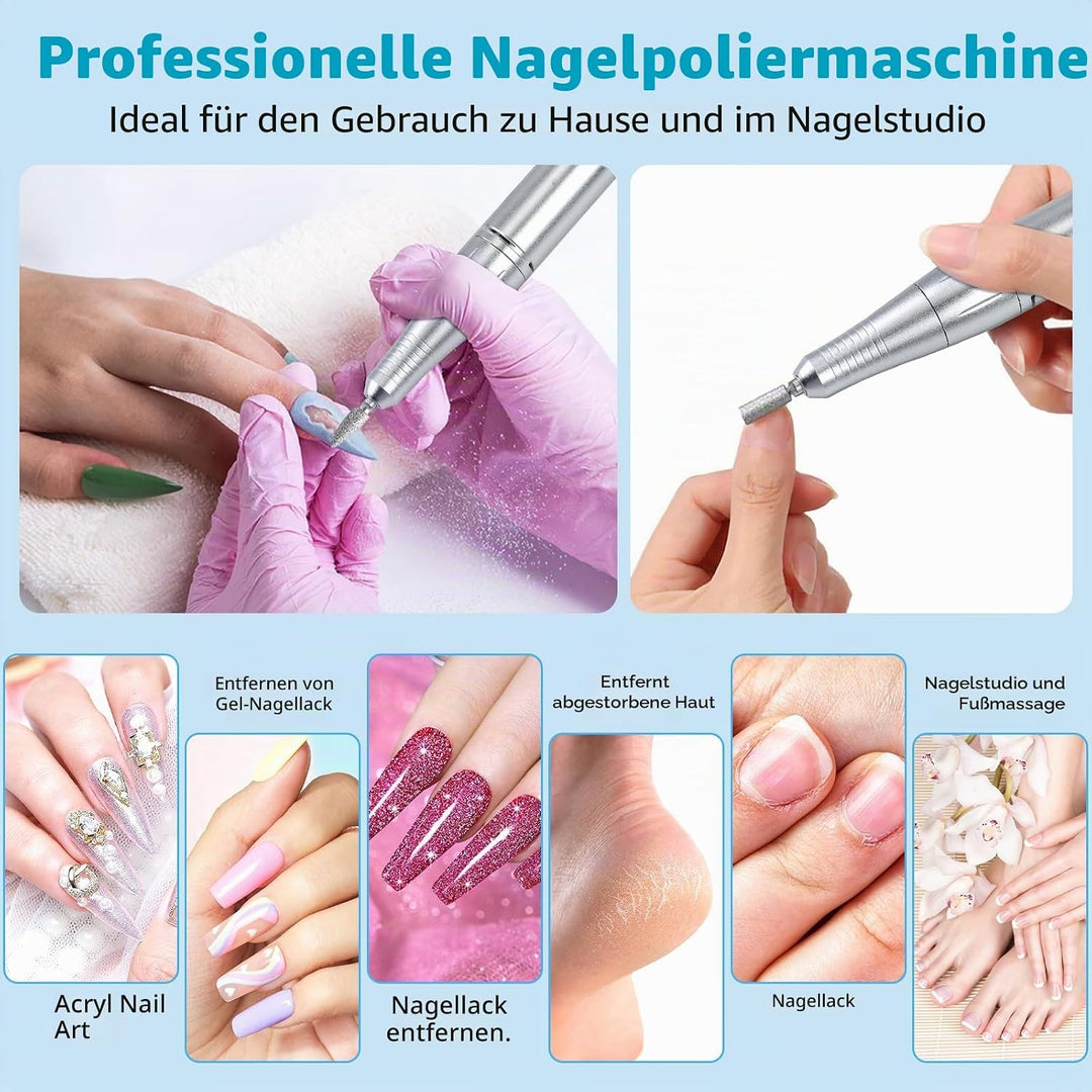 Elektrische Nagelfeile, Professionell Elektrische Nagelfräser mit LCD-Display, 45000 U/Min Tragbare
