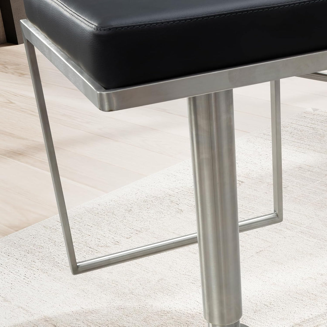 FineBuy Barhocker Schwarz Kunstleder Edelstahl Design Barstuhl Modern, Tresenstuhl Drehbar Gepolster
