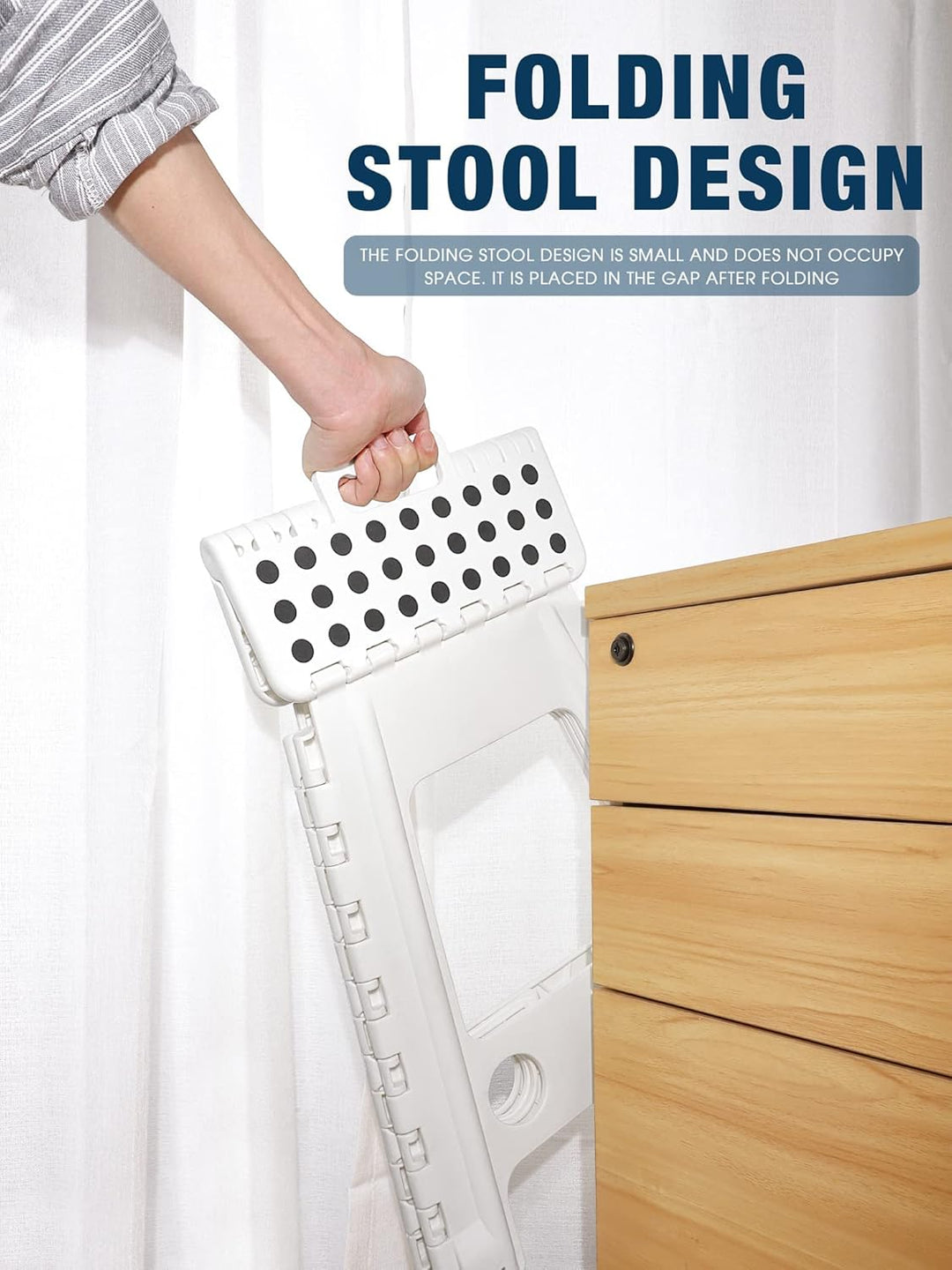 HOUSE DAY 43cm Tritthocker Klappbar - Weiss Faltbarer Hocker Tritthocker Tragbarer Klapphocker Faltb