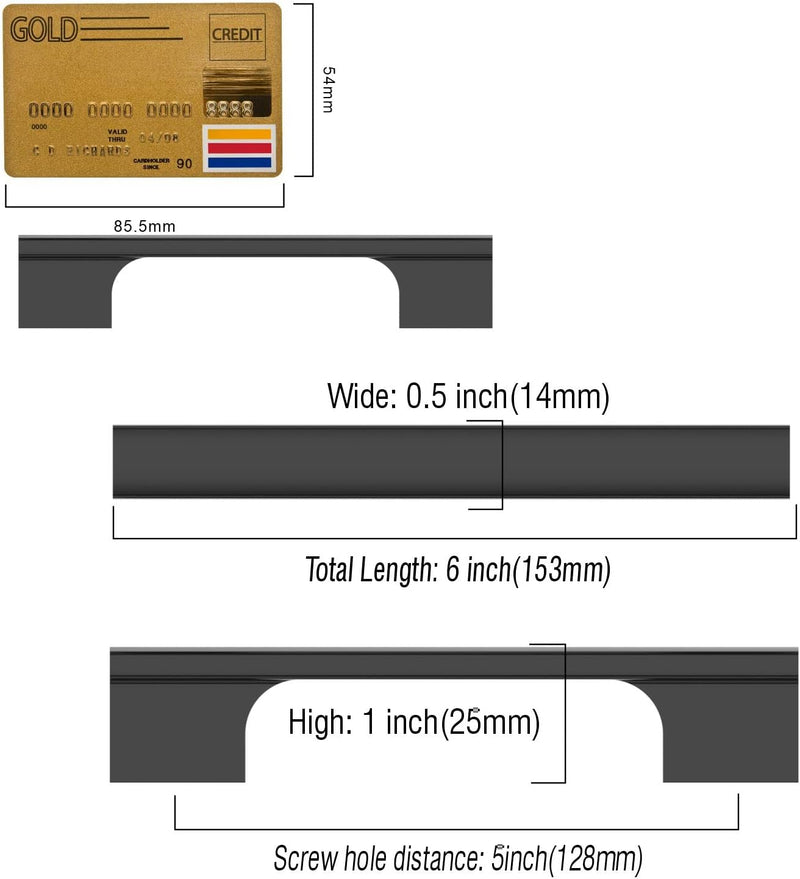 Amerdeco 10 Stück Möbelgriffe Schwarz 128mm Lochabstand Schubladen Griffe für Küchenschränke Schrank