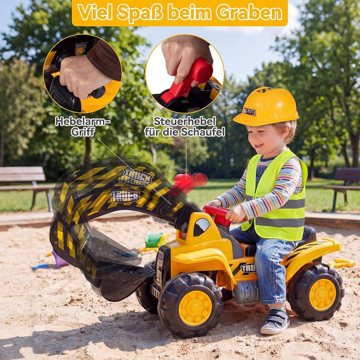 DREAMADE Bagger, 3 in 1 Sitzbagger zum Draufsitzen, Aufsitzbagger
