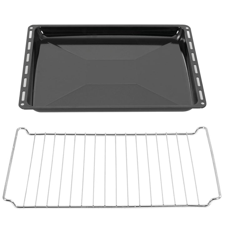 ICQN 45.5 x 37.5 cm Backbleche &amp; -Gitter Set, 3 cm Tief Emailliert Fettpfanne und Verchromt Backofen