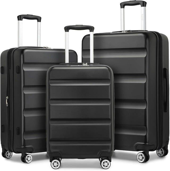 KONO Koffer Trolley Kofferset 3 Teilig Erweiterbarer Leichte Hartschalenkoffer aus ABS+PC Reisekoffe