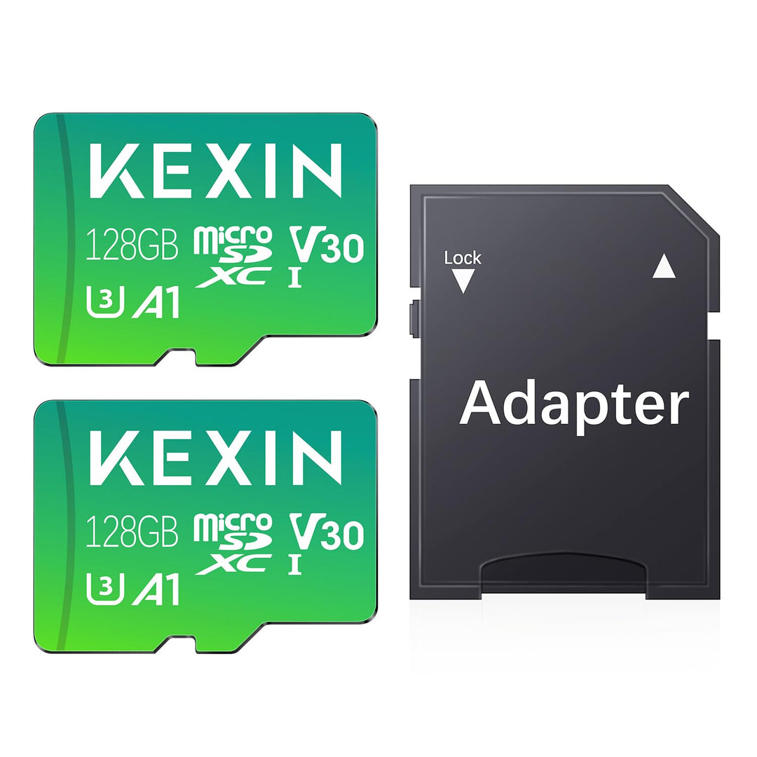 KEXIN 128GB Micro SD Karte 2er-Pack MicroSDXC C10 U3 V30 A1, Bis 90MB/s Lesegeschwindigkeit 4K UHD,