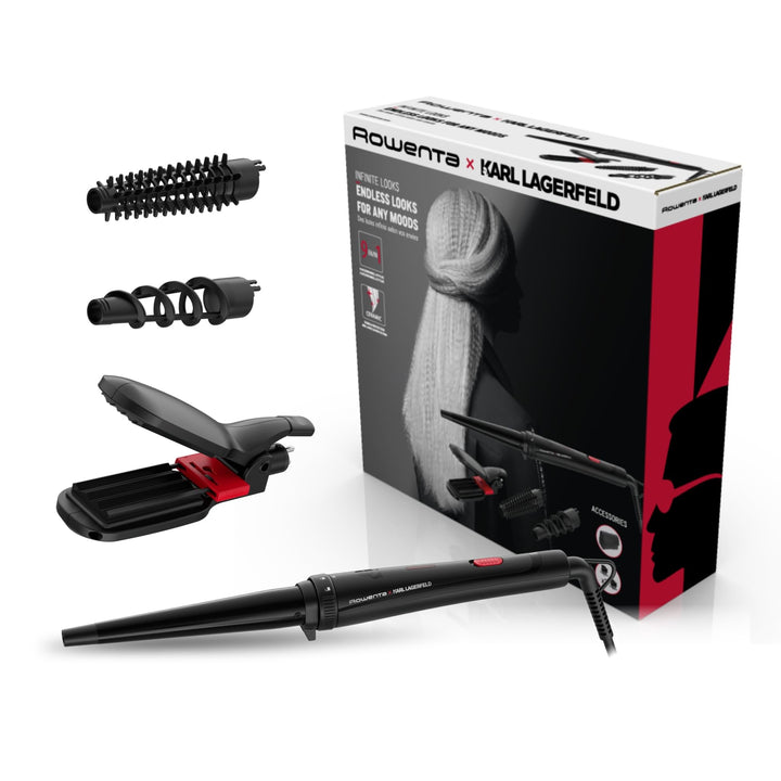 Rowenta x Karl Lagerfeld Looks Infinitos 9 in 1 CF422L- Haarglätter und Lockenstab, Lockenstab, heis