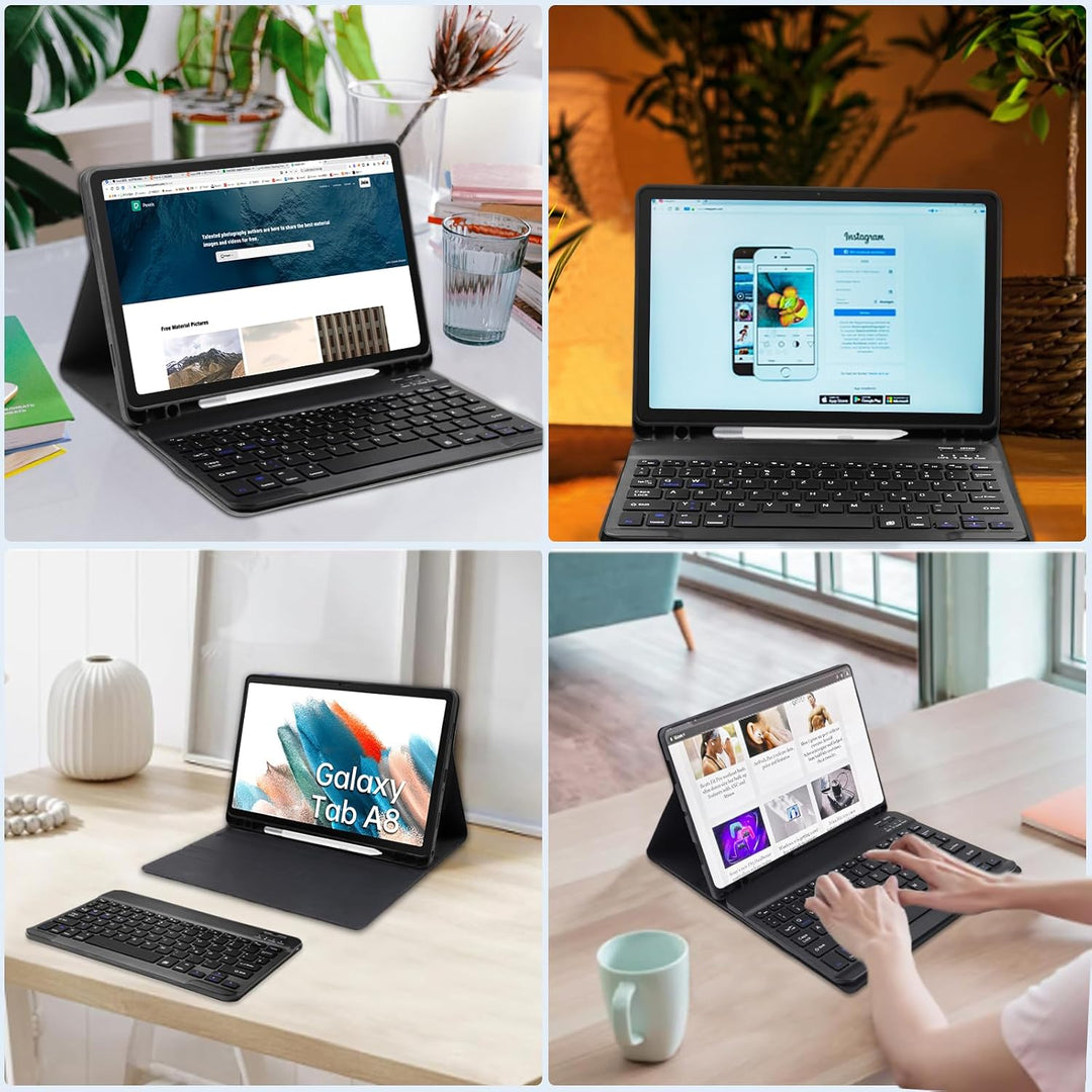 YUEJIDZ Tastatur Hülle für Samsung Galaxy Tab A8 10,5 Zoll,QWERTZ Deutsches Layout Bluetooth Magneti