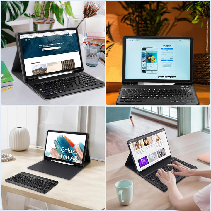 YUEJIDZ Tastatur Hülle für Samsung Galaxy Tab A8 10,5 Zoll,QWERTZ Deutsches Layout Bluetooth Magneti