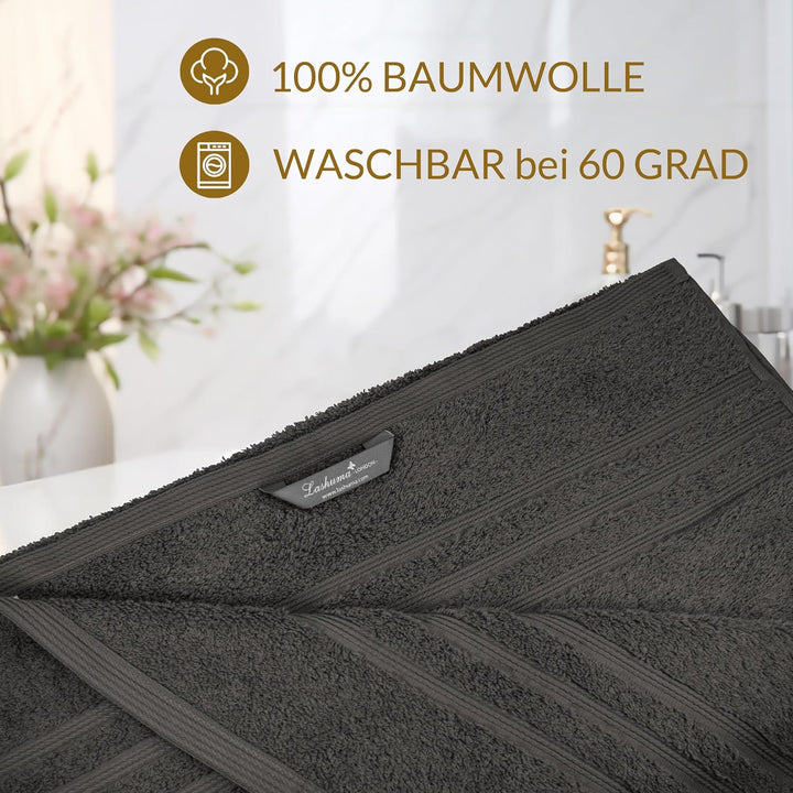 Lashuma Handtuch Set Grau - Anthrazit, London Frottee Duschtücher 70x140 cm und Handtücher 50x100 cm