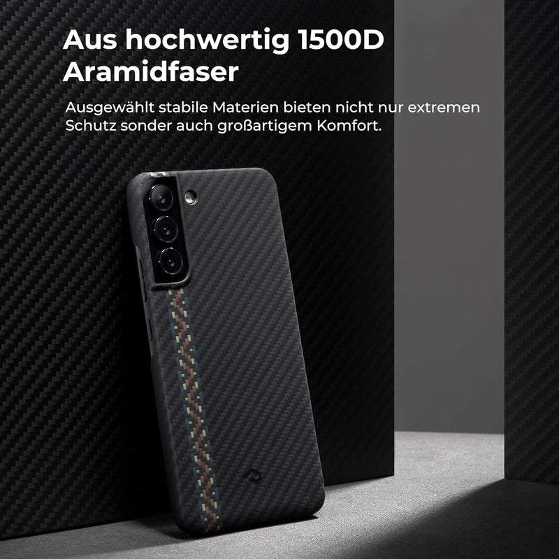 pitaka Magnetische Hülle für Samsung Galaxy S22+ 6,6 Zoll Ultradünne Handyhülle aus 1500D Aramidfase