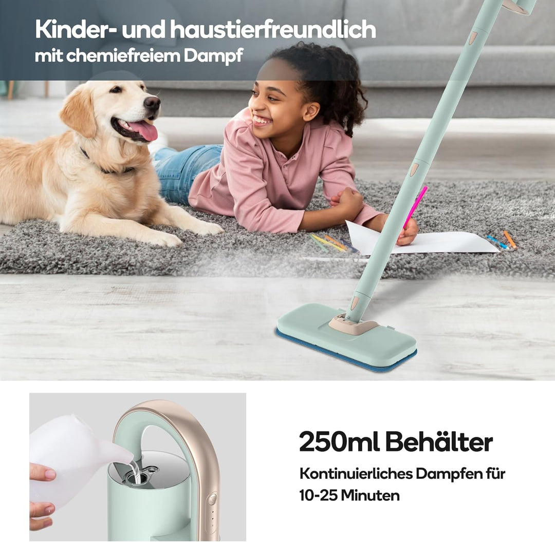 Newbealer Dampfreiniger 2-in-1 mit abnehmbarem Handdampfreiniger, 1200 W, 3 einstellbare Dampfstufen