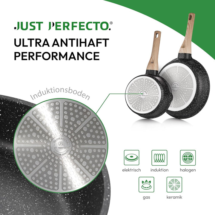 JUST PERFECTO Topf und Pfannenset Induktion - Pfannenset mit deckel - Induktions Töpfe Set - Töpfe u