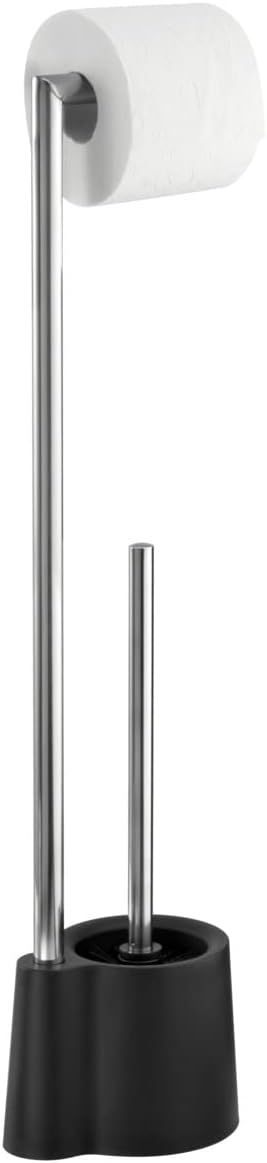 WENKO Stand WC-Garnitur Avola Schwarz - WC-Bürstenhalter, Polypropylen, 13 x 70 x 16 cm, Schwarz, Sc