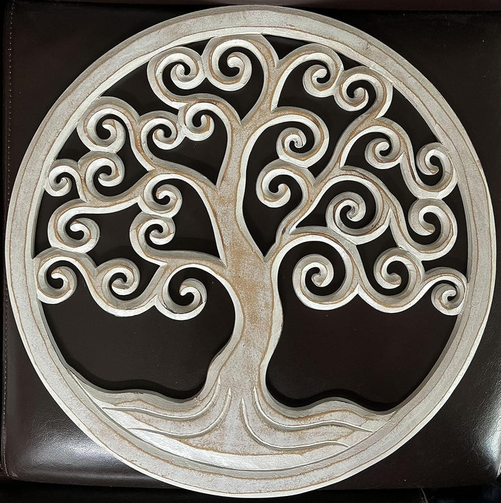 Trintura Wandbild Baum des Lebens Mandala Pohon Ulir 40cm (white) Lebensbaum Geschenkidee Wanddeko W