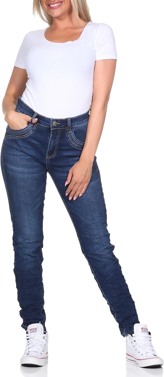 Karostar Denim Hose Sweat Design Jogginghose Boyfriend Jeanshose Stretchjeans Kordelzug 89 36W Dunke