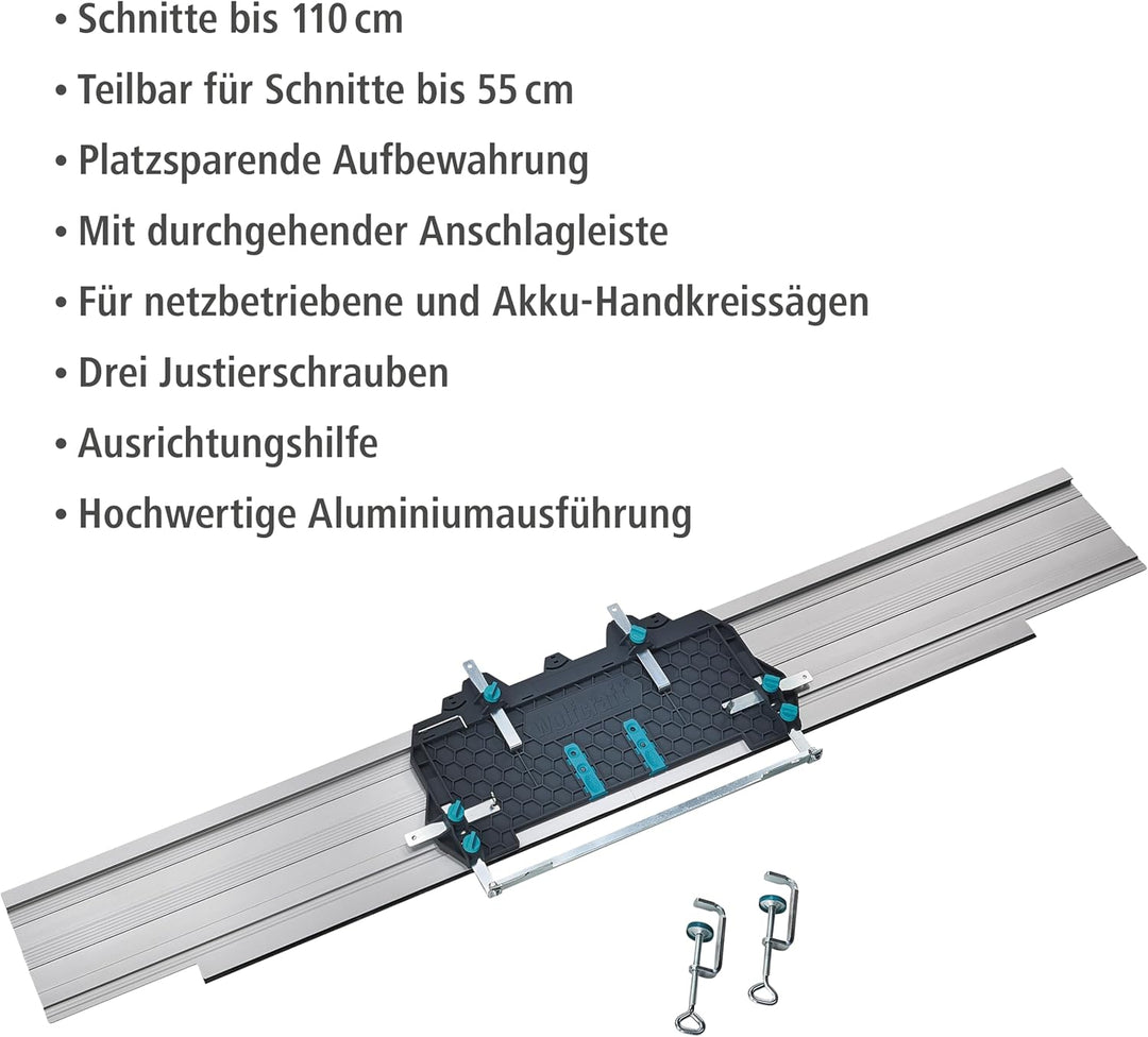 wolfcraft I FKS 145 - Führungsschiene für Handkreissägen I 6913000 I für Schnitte bis 110 cm I platz