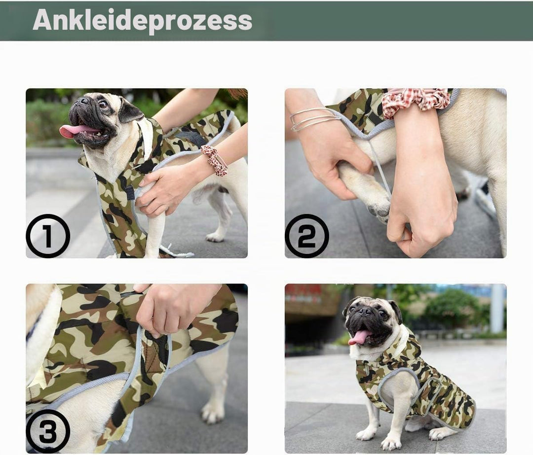 Winter Hundejacke with Abnehmbarem Hut, Hundemantel Wasserdicht Reflektierend Hund Mantel Warme Hood