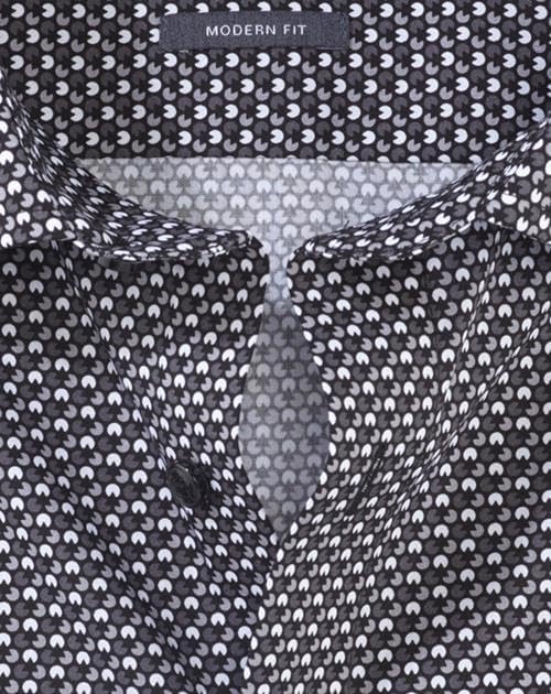 OLYMP Herren Businesshemd Langarm Luxor,Rotationsdruck,modern fit,Global Kent 40 Schwarz 68, 40 Schw