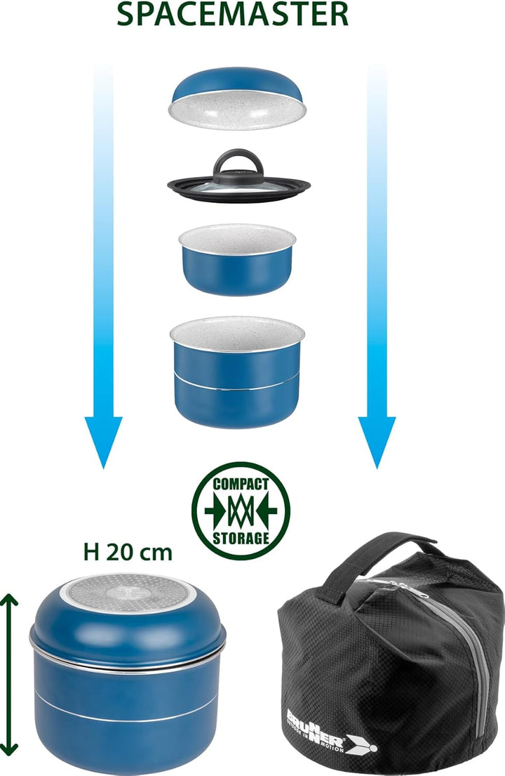 Brunner - Aluminium Topfset "Carezza Spacemaster" Ø 22 cm PFOAfree Compact Storage