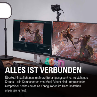 Elgato Master Mount L - Tischklemme mit ausfahrbarer Stange auf bis zu 125 cm, ¼-Zoll-Gewinde, Belic