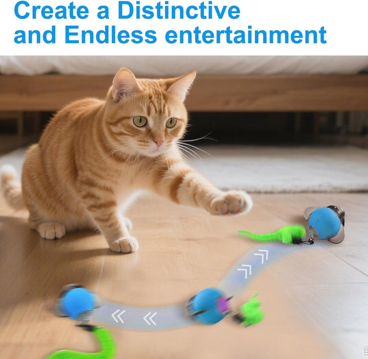 Interaktives Katzenspielzeug Elektrisch mit Federschwanz,2025 Neu Wiederaufladbares Firefly Interakt