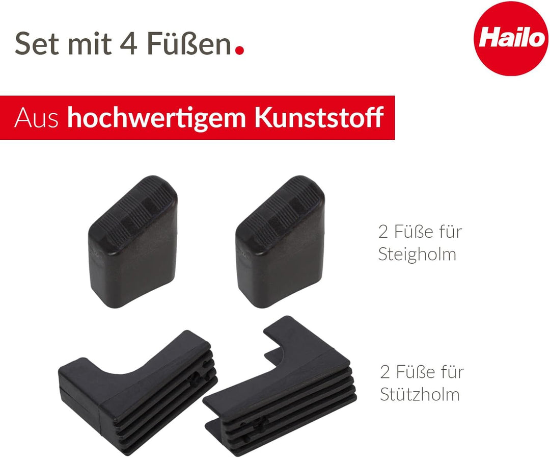 Hailo Leiter-Fuss-Set - Ersatzfüsse für Hailo Trittleitern wie K10, K20, K30, K40 BasicLine und K70
