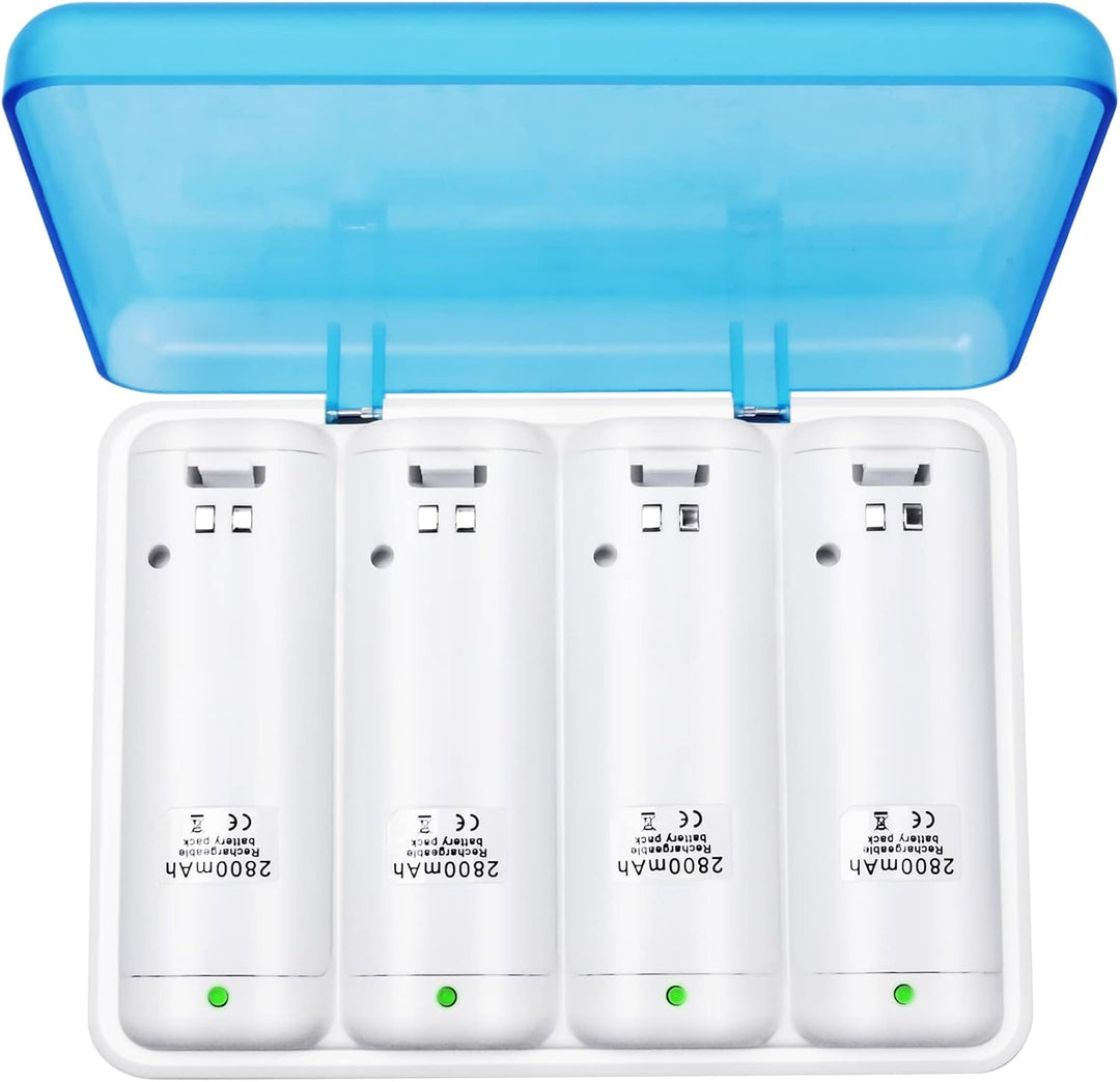 TechKen Wii Akku Ladegerät Set,Wii Remote Controller Ladestation Docking Station Wii Charger Mit 4 x