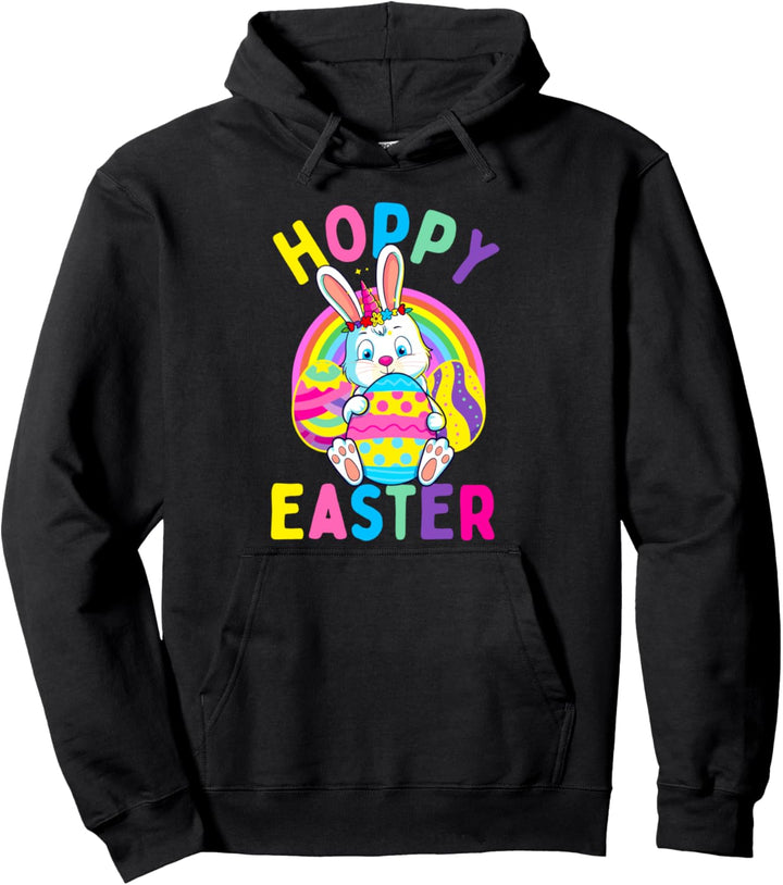 Hoppy Ostern Happy Unicorn Bunny Kaninchen Eier Kinder Pullover Hoodie