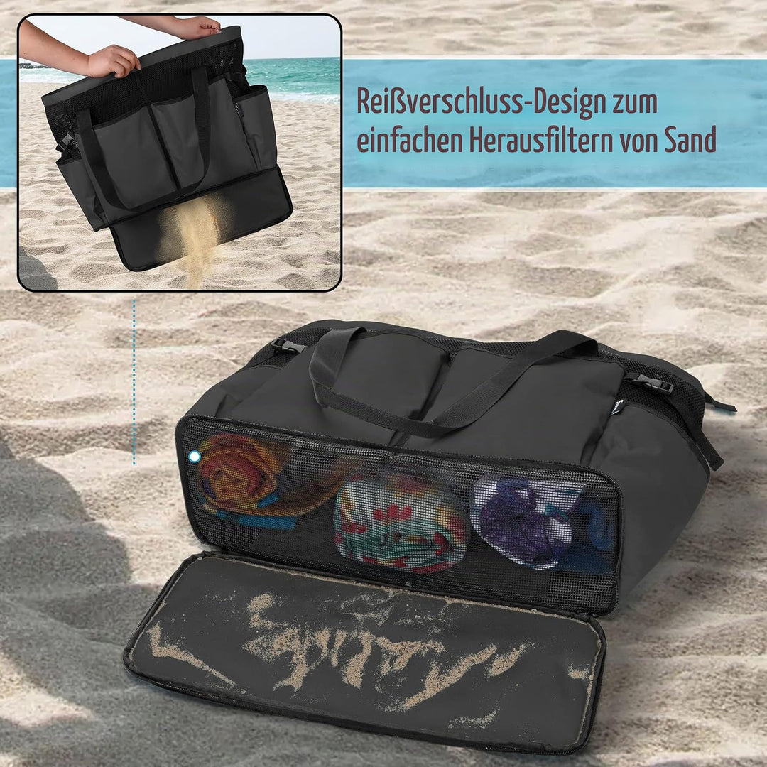 Fasrom Extra Grosse Netz Strandtasche, Übergrosse Strandtasche für Strandausflug (Patent Angemeldet)
