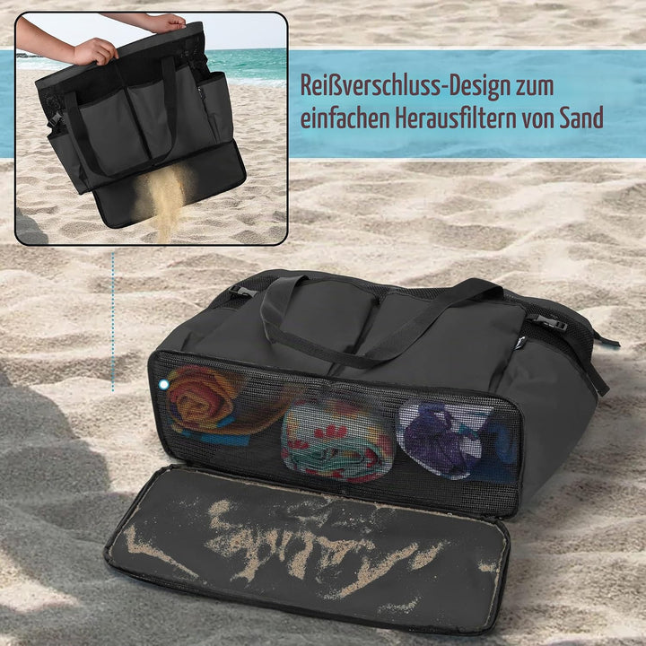 Fasrom Extra Grosse Netz Strandtasche, Übergrosse Strandtasche für Strandausflug (Patent Angemeldet)