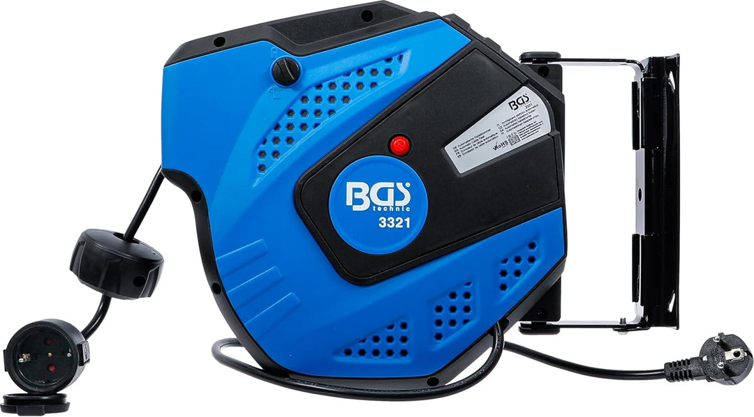 BGS 3321 | Automatische Kabeltrommel | 15 m + 1 m Zuleitung | 180° seitlich schwenkbar | inkl. Monta
