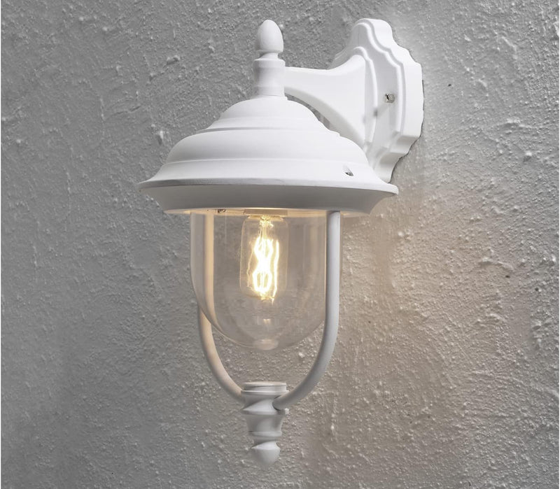 LED Aussenwandlaterne hängend im Landhausstil, Höhe 46cm, weiss, Wandleuchte Hängend