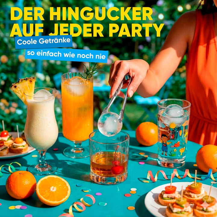 Neighbour's Friend Patentierte Eiskugelform 3er Pack Platinum - Grosse Eiswürfelform rund Platinsili