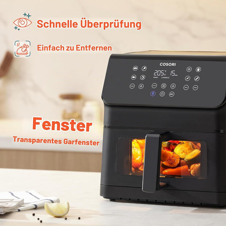 COSORI Luftfritteuse 6,2 Liter mit Fenster, 1700 W, Air Fryer mit 12 Funktionen (Backen und Braten),