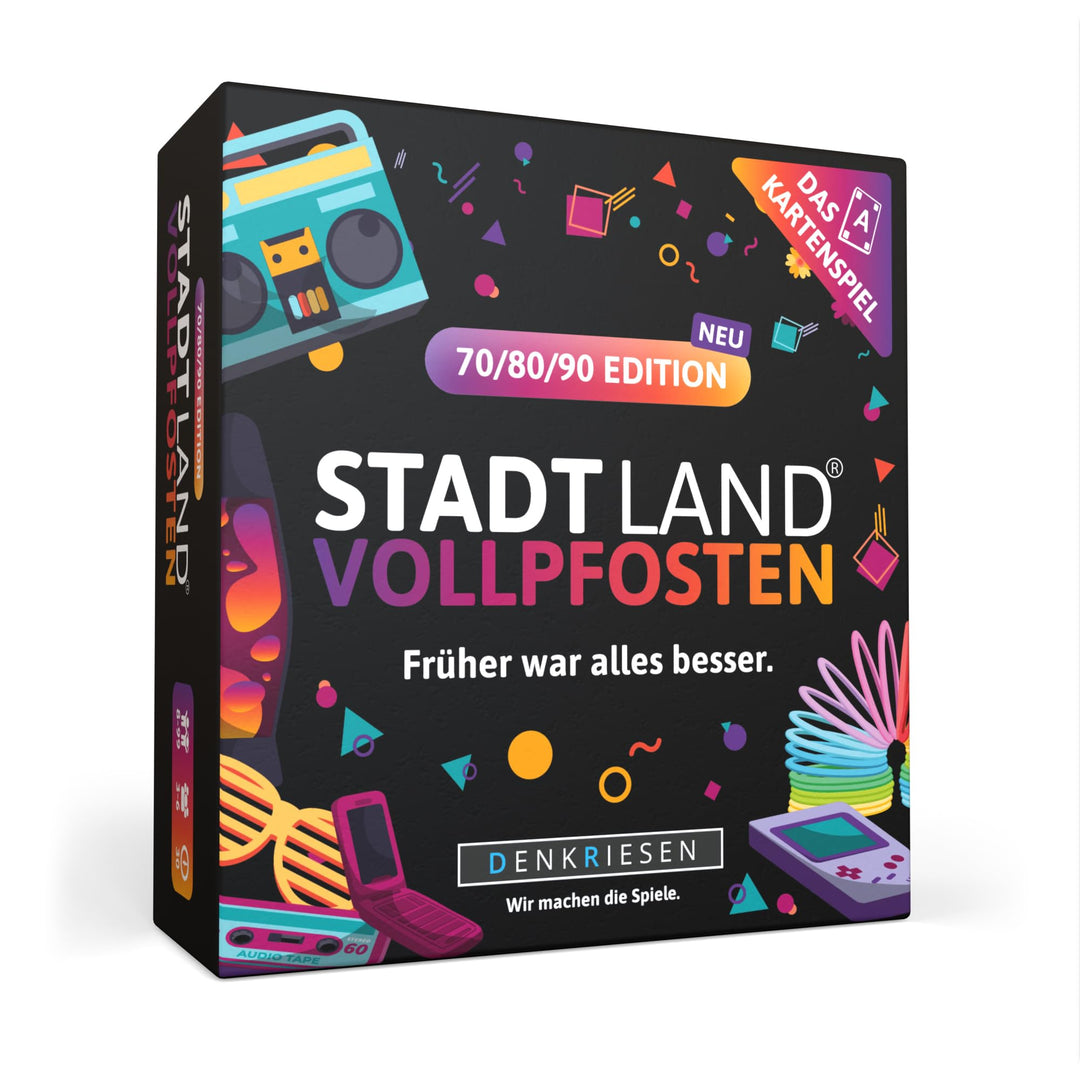 DENKRIESEN - Stadt Land Vollpfosten® – Das Kartenspiel - 70/80/90 Edition - &