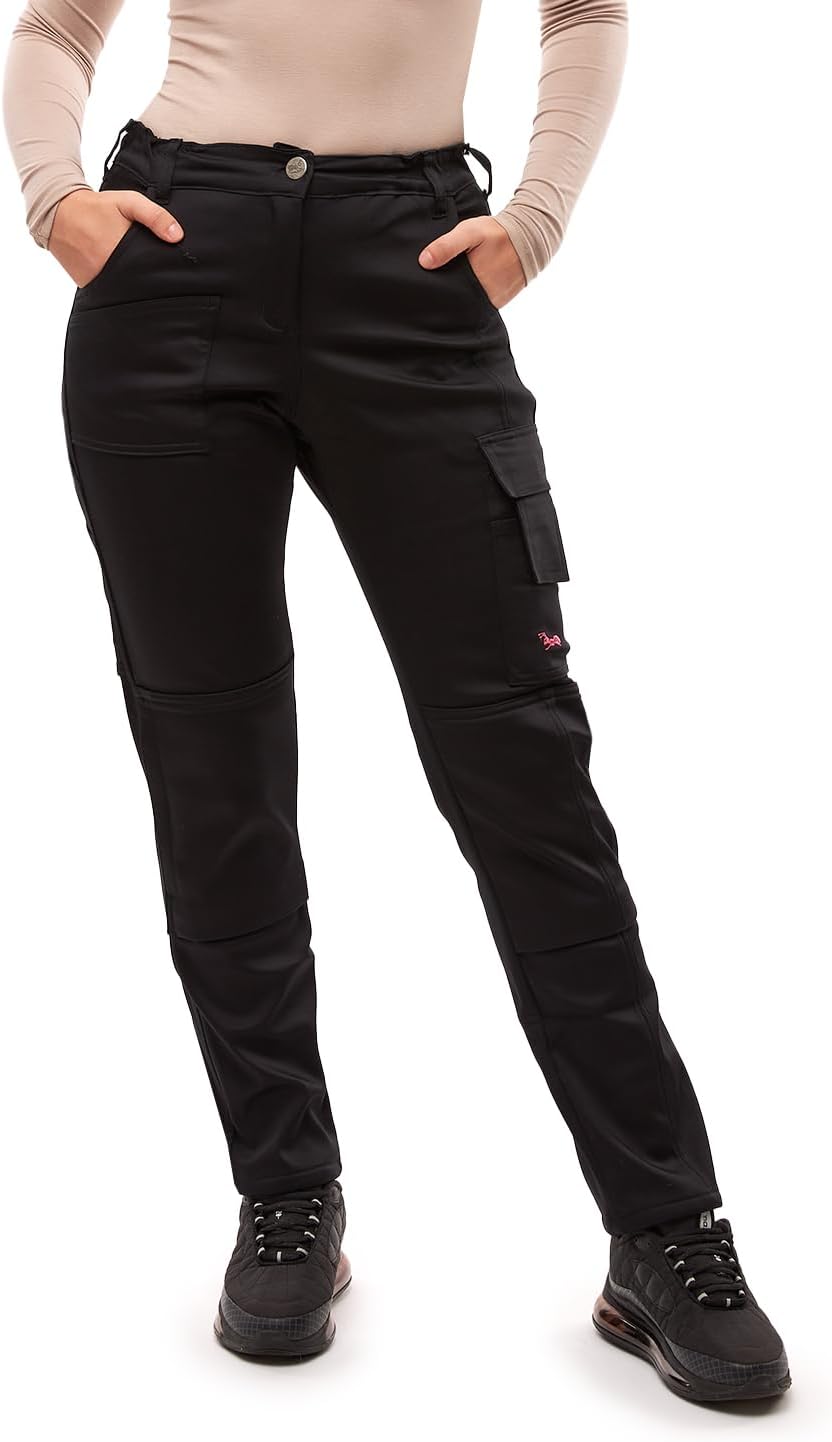 strongAnt Damen Arbeitshose komplett Stretch für Frauen Bundhose mit Kniepolstertaschen Schwarz Grau