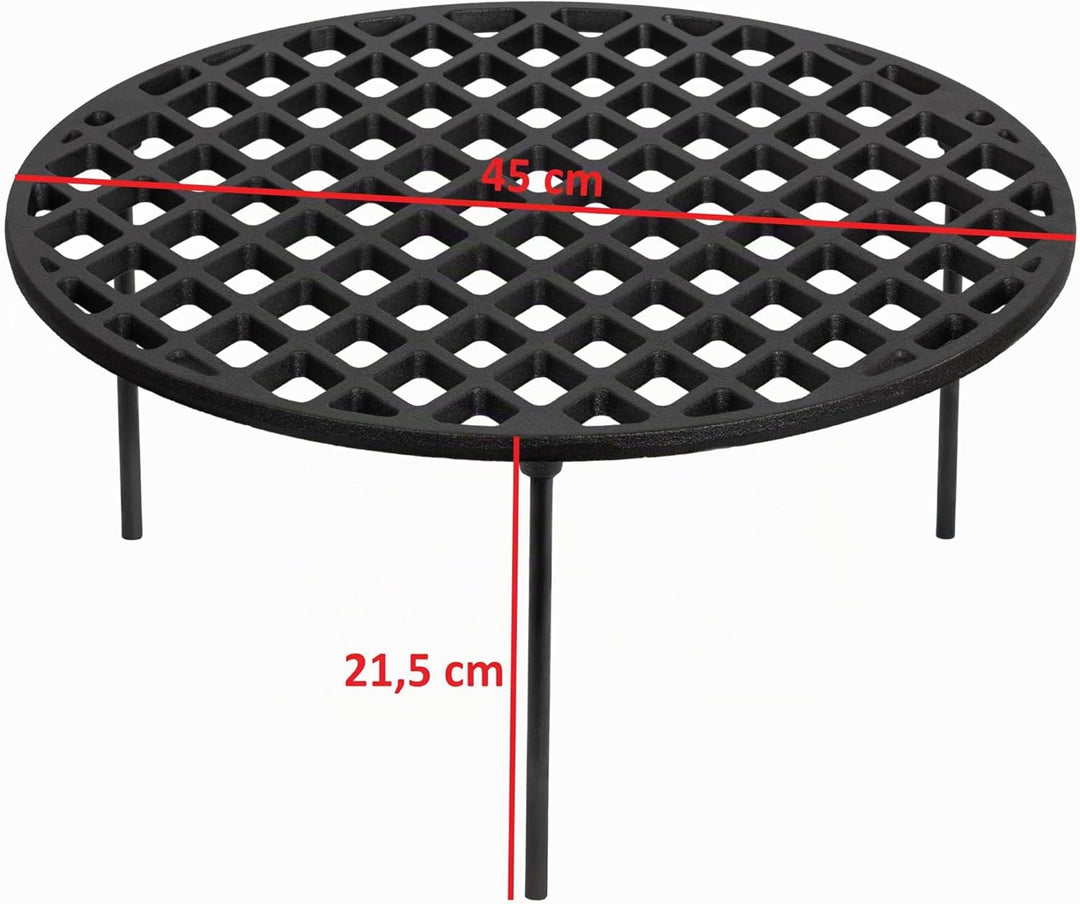 BBQ-Toro Gusseisen Grillrost Ø 45 cm mit 3 Beinen | rund | Dutch Oven Untersetzer, Grill Zubehör | D