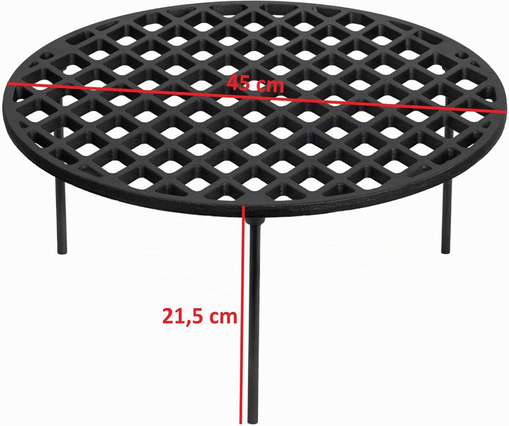 BBQ-Toro Gusseisen Grillrost Ø 45 cm mit 3 Beinen | rund | Dutch Oven Untersetzer, Grill Zubehör | D