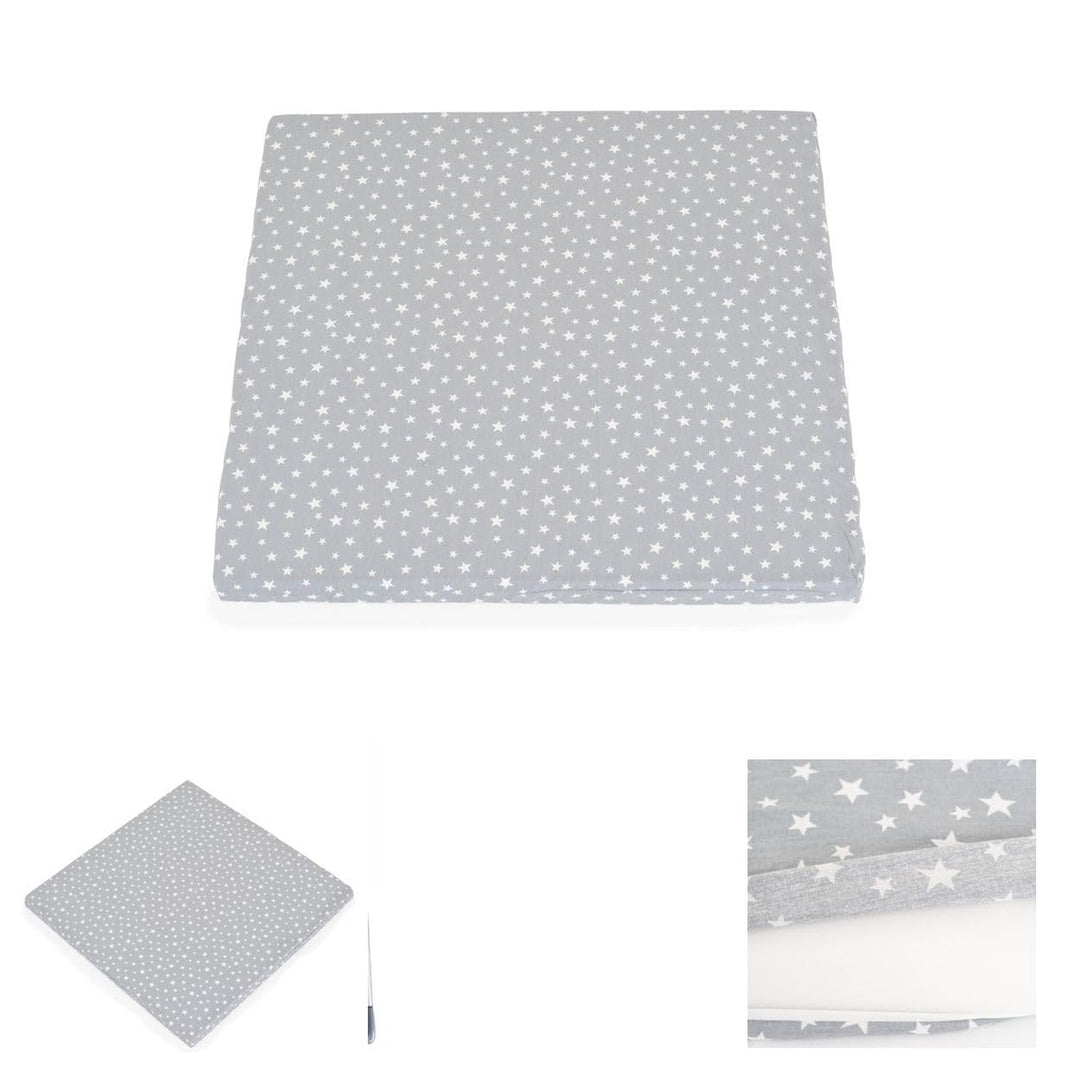 Moni Laufgittermatratze Comfort 88 x 88 x 5 cm, Babybettmatratze, Bezug waschbar, Farbe:grau Sterne,