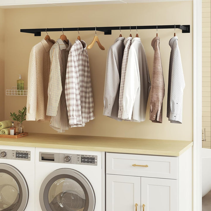Kleiderstange Wandmontage, Garderobe Rohr industrial, für Flur Küche Wohnzimmer Badezimmer, 140 cm,
