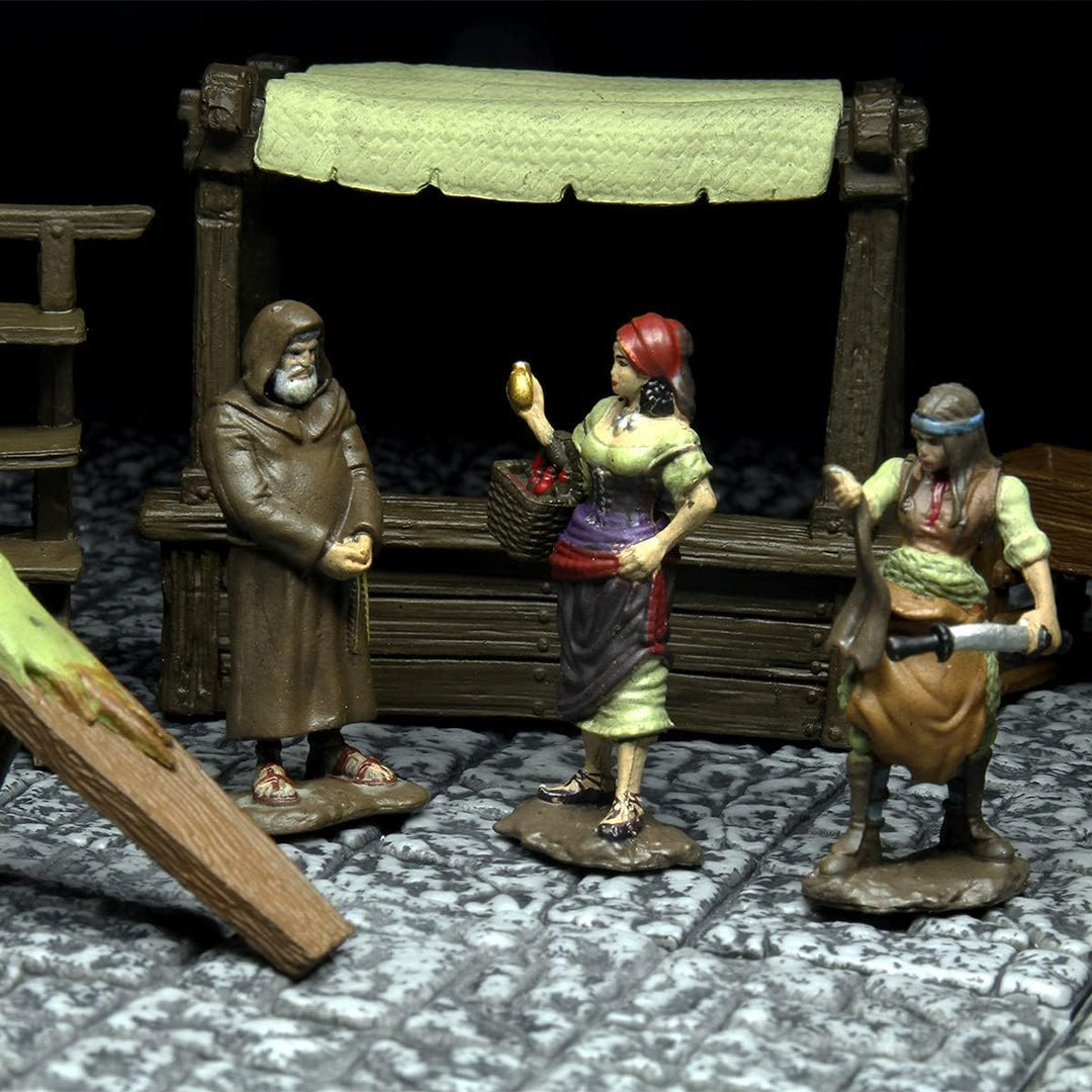 WizKids , Warlock Tiles: Accessory - Merchants, 1 + Players, Ages 12+, 30 to 60 Minutes Playing Time