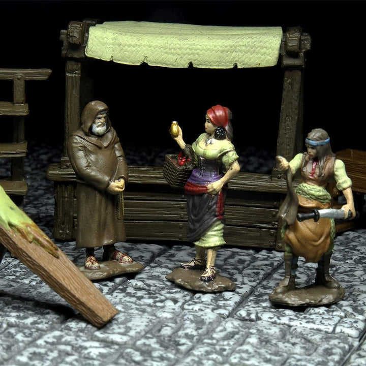 WizKids , Warlock Tiles: Accessory - Merchants, 1 + Players, Ages 12+, 30 to 60 Minutes Playing Time