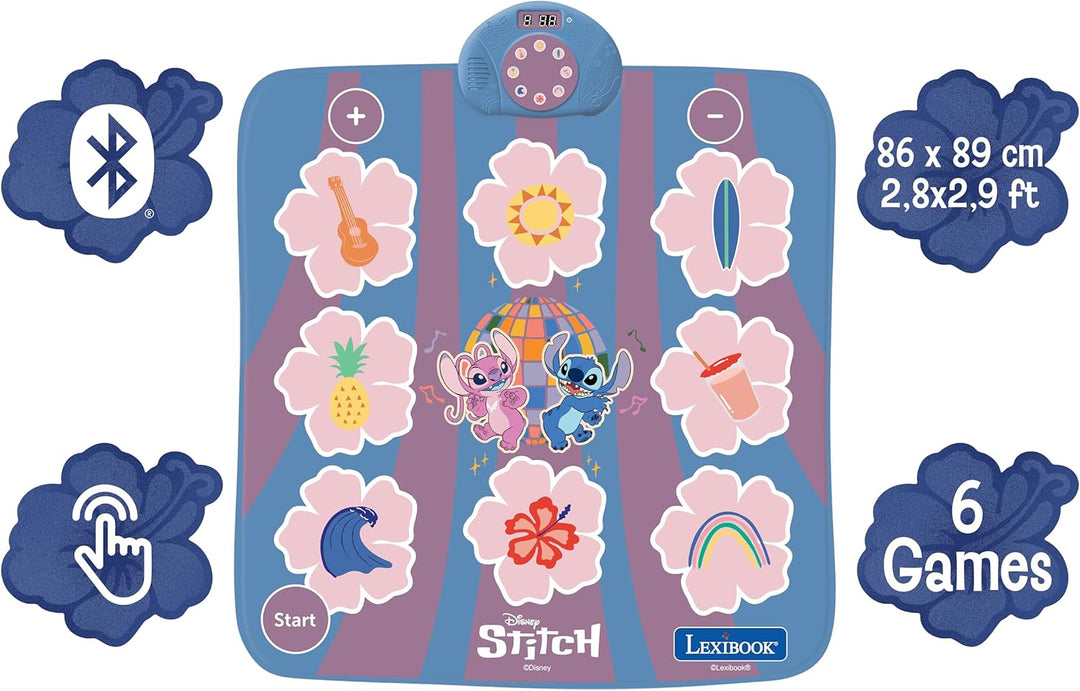 Lexibook, Disney Stitch, elektronischer Tanzteppich Stitch, Bluetooth und beleuchtet mit 6 Spielmodi